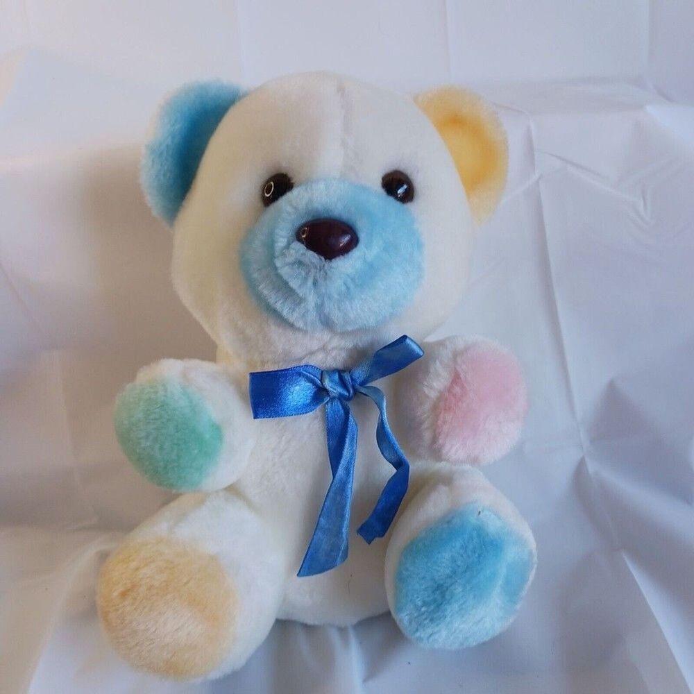 Sugar Loaf Teddy Bear Multi-Colored Pastel Sitting 1997 Boulder Co Vintage Plush